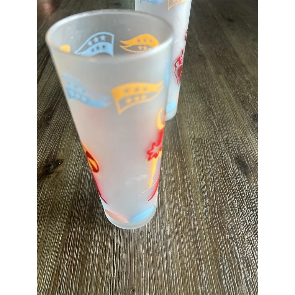 Vintage Frosted Tall Glasses Set 2 MCM 7